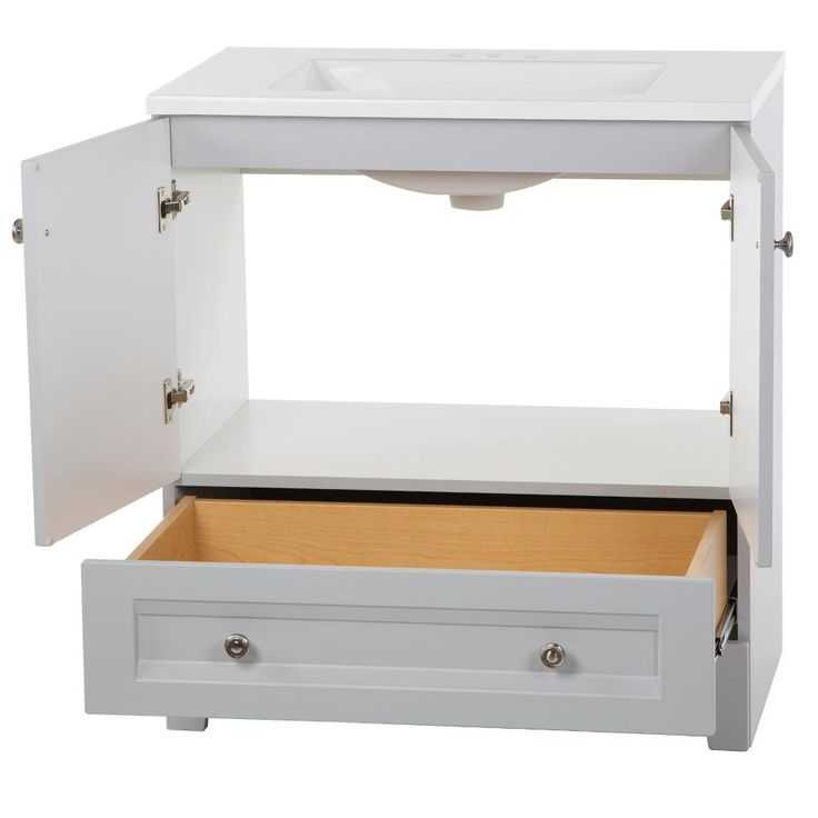 Delridge 30 in. W x 19 in. D Bath Vanity in Pearl Gray with Cultured Marble Vanity Top in White with White Sink