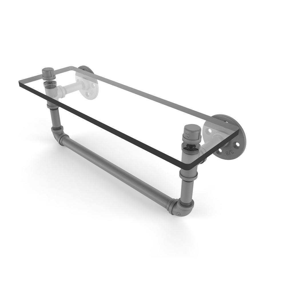 Pipeline Collection 16 in. Doulbe Glass Shelf with Towel Bar in Oil Rubbed Bronze - Super Arbor