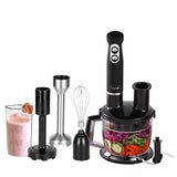 8-Speed 500-Watt Black Stainless Steel Control 6-in-1 Multi-Purpose Immersion Hand Blender Set