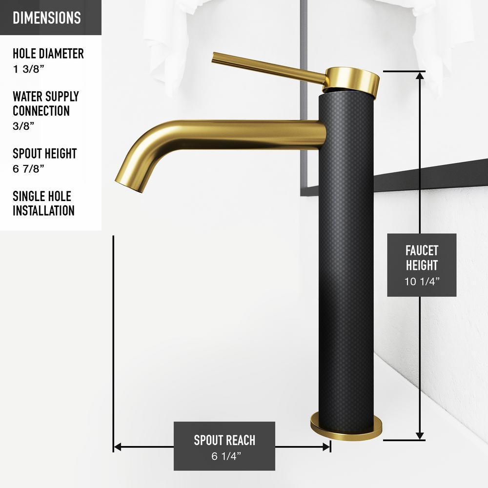 MatteShell Rectangular Vessel Bathroom Sink in Black and Lexington cFiber Faucet in Matte Gold/Matte Black - Super Arbor