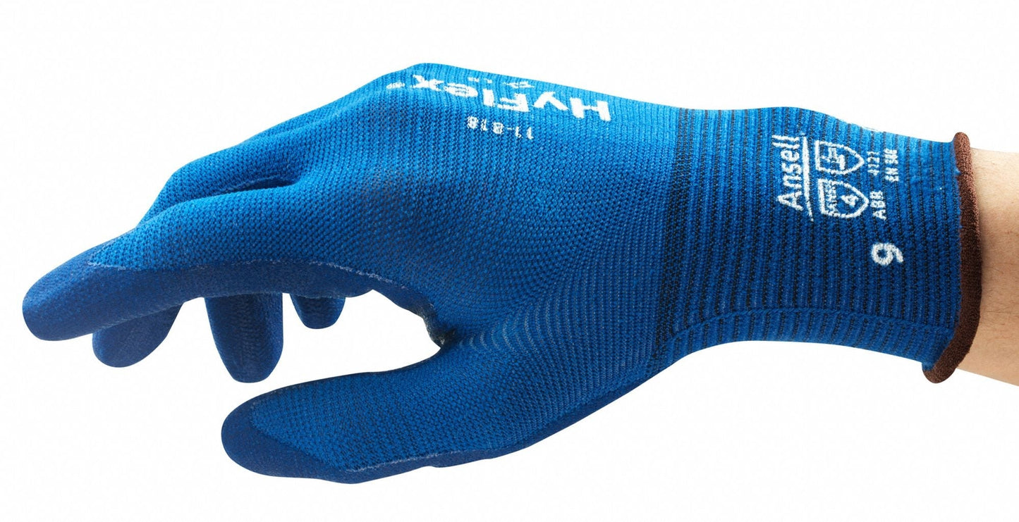 HYFLEX Foam Nitrile Coated Gloves, S, ANSI Level 4, Blue