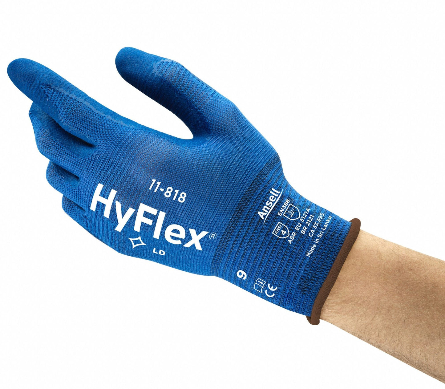 HYFLEX Foam Nitrile Coated Gloves, S, ANSI Level 4, Blue