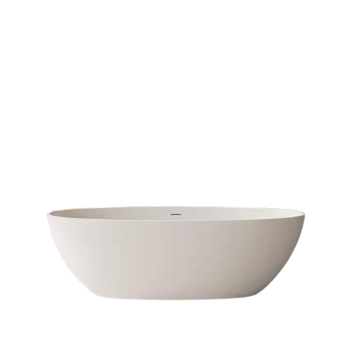 Foyil 63 in. x 31 in. Solid Surface Stone Resin Flatbottom Freestanding Bathtub Soaking Bathtub in Matte White