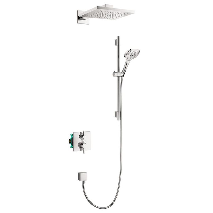 Raindance E 3-Spray Square Showerhead and Wall Bar Set with Valve in Chrome