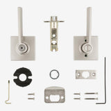 Ladera Satin Nickel Bed and Bath Door Lever with Square Trim Featuring Microban Antimicrobial Technology - Super Arbor