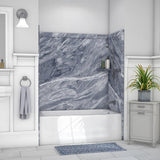 Elite 32 in. x 60 in. x 60 in. 9-Piece Easy Up Adhesive Tub Surround in Calacatta White - Super Arbor