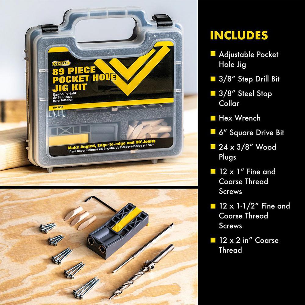 Pocket Hole Jig Kit with Screws and Dowels (89-Piece) - Super Arbor