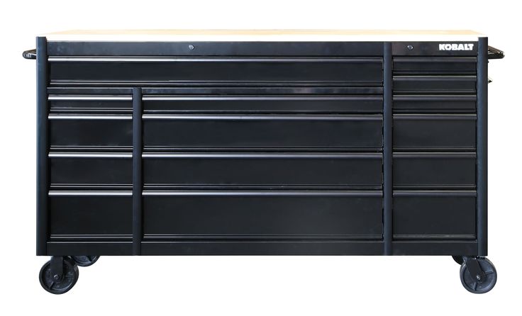 Kobalt 71-in L x 42.7-in H 15-Drawers Rolling Black Wood Work Bench