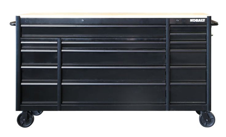 Kobalt 71-in L x 42.7-in H 15-Drawers Rolling Black Wood Work Bench