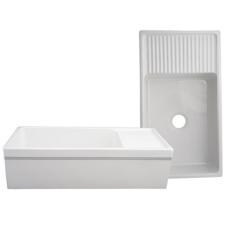 Quatro Alcove Reversible Series Farmhaus Farmhouse Apron Front Fireclay 36 in. Single Bowl Kitchen Sink in White