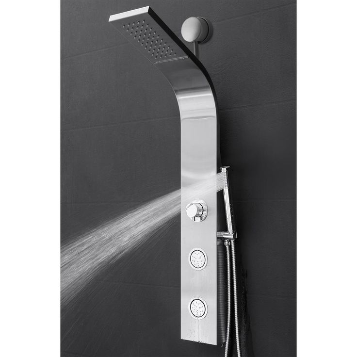 39 in. 2-Jet Easy Connect Shower Panel System in Stainless Steel with Rainfall Waterfall Shower Head and Shower Wand