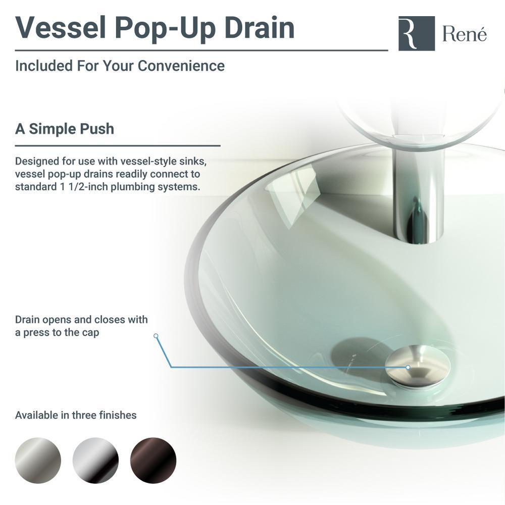 Glass Vessel Sink in Crystal with R9-7007 Faucet and Pop-Up Drain in Chrome - Super Arbor