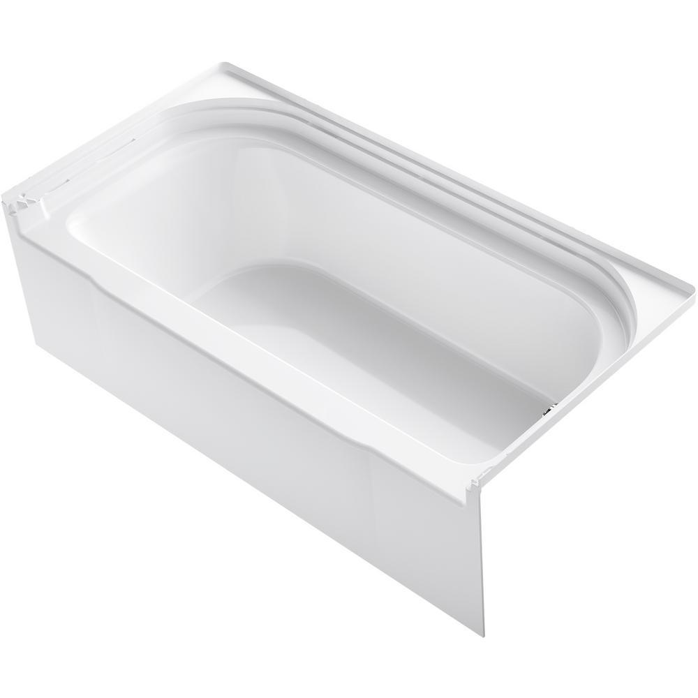 Accord 5 ft. Right Drain Rectangular Alcove Soaking Tub in White - Super Arbor
