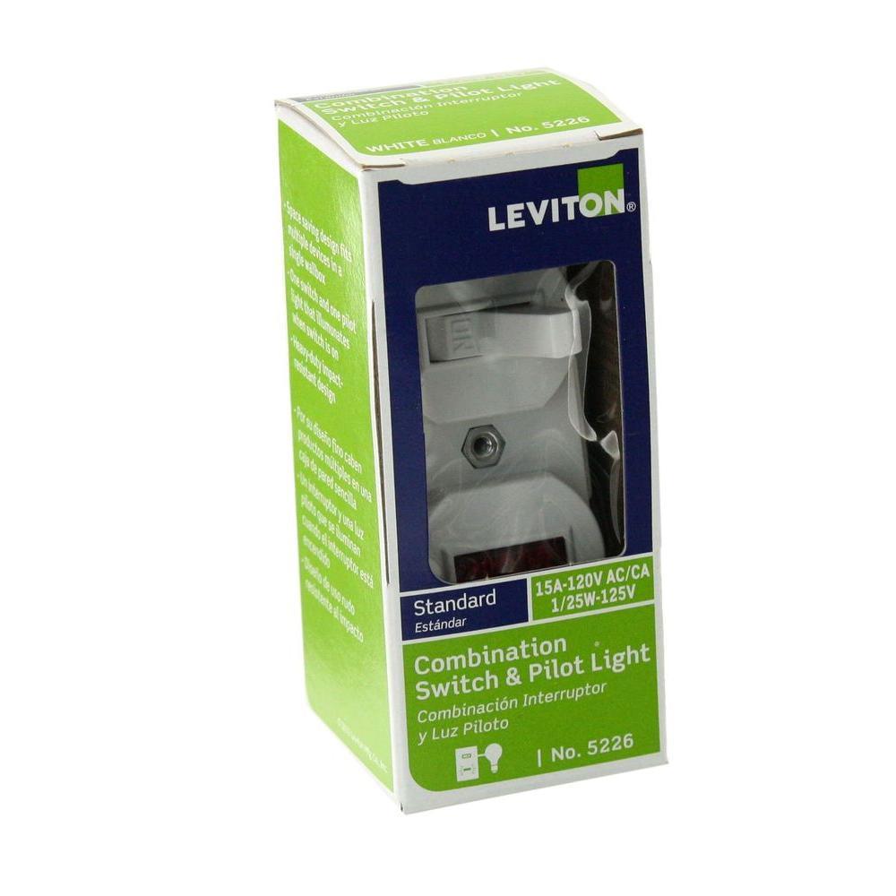 1/25W-125V Combination Switch with Neon Pilot Light, White - Super Arbor
