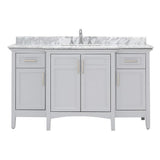 Sassy 60 in. Vanity in White with Marble Vanity Top in Carrara White - Super Arbor
