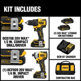 ATOMIC 20-Volt MAX Lithium-Ion Brushless Cordless Compact Drill/Impact Combo Kit (2-Tool) 2 Batteries 1.3Ah and Charger - Super Arbor