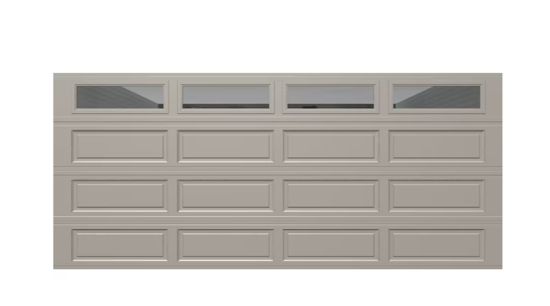 Wayne Dalton Classic Steel Model 9100 16-ft x 7-ft Insulated Taupe Double Garage Door with Windows