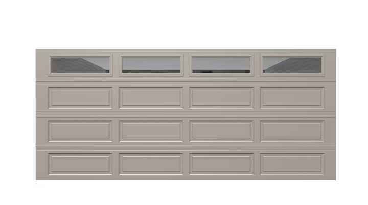 Wayne Dalton Classic Steel Model 9100 16-ft x 7-ft Insulated Taupe Double Garage Door with Windows
