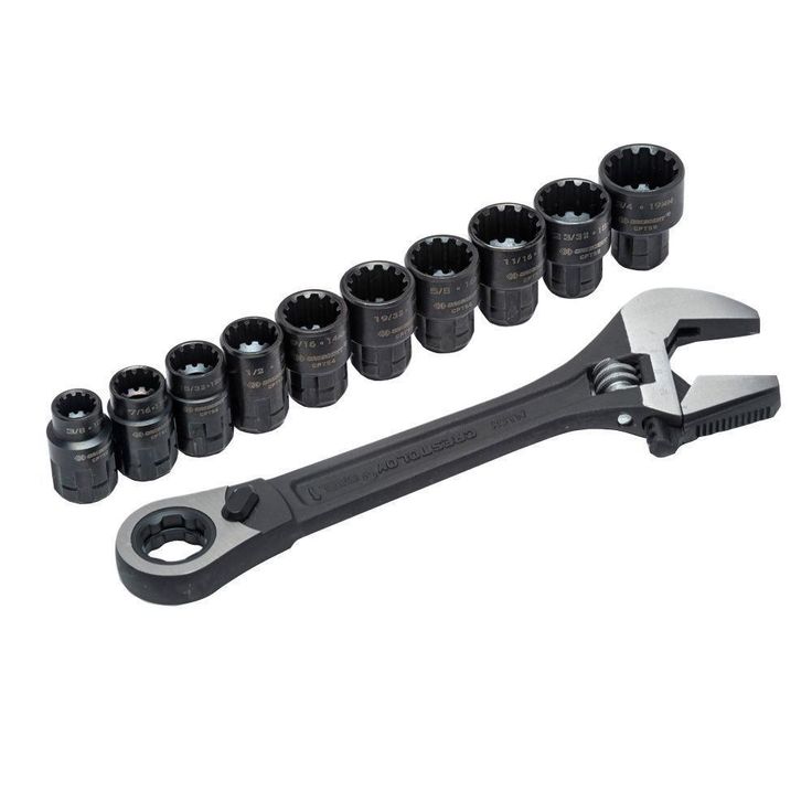 3/8 in. Drive Pass-Thru Adjustable Wrench Set (11-Piece)