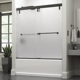 Lyndall 60 x 59-1/4 in. Frameless Mod Soft-Close Sliding Bathtub Door in Nickel with 3/8 in. (10mm) Clear Glass - Super Arbor