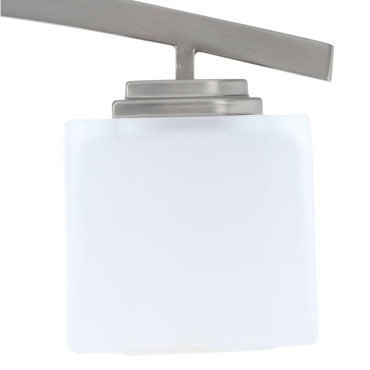 Architecture 4-Light Brushed Nickel Vanity Light with Etched White Glass Shades