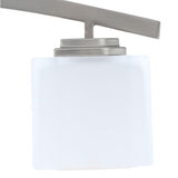 Architecture 4-Light Brushed Nickel Vanity Light with Etched White Glass Shades
