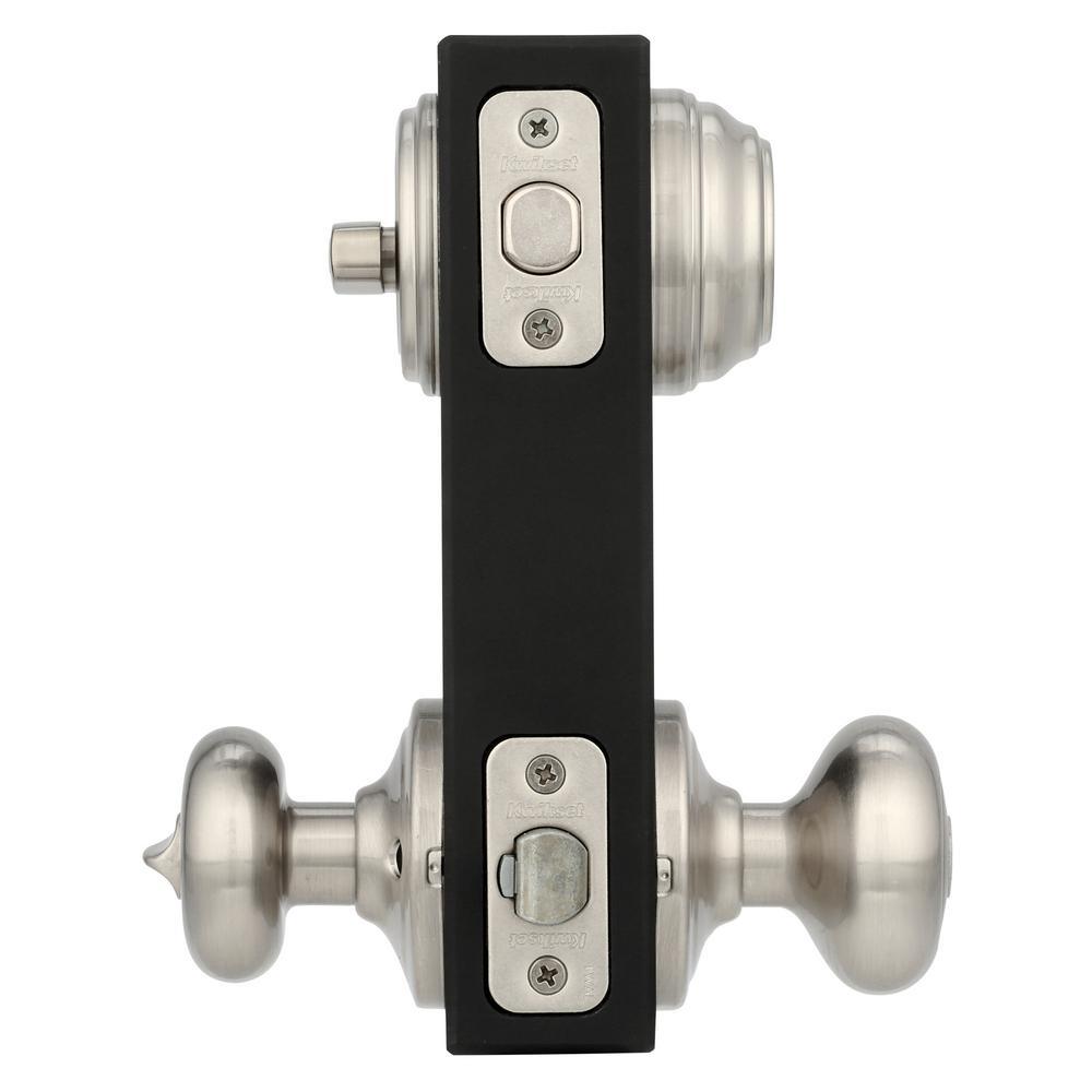 Juno Satin Nickel Exterior Entry Door Knob and Single Cylinder Deadbolt Combo Pack Featuring SmartKey Security - Super Arbor