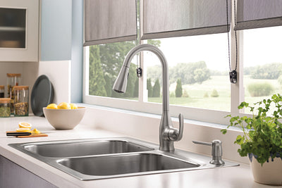 Moen Kelsa 33-in x 22-in Stainless Steel Double Equal Bowl Drop-In or Undermount 2-Hole Residential Kitchen Sink All-in-One Kit