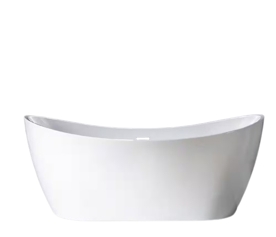 Bradbury 71 in. Acrylic FlatBottom Double Slipper Bathtub with Matte Black Overflow and Drain Included in White