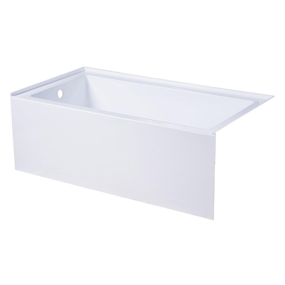 Aqua Eden Jenny 54 in. Acrylic Left-Hand Drain Rectangular Alcove Bathtub in White - Super Arbor