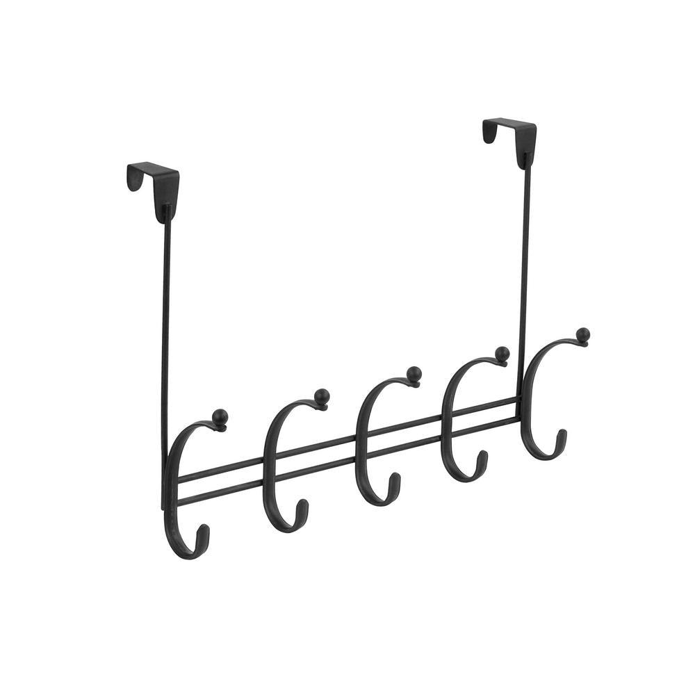 Voy 16-1/4 in. L Decorative 5-Hook Over the Door Rack in Black - Super Arbor