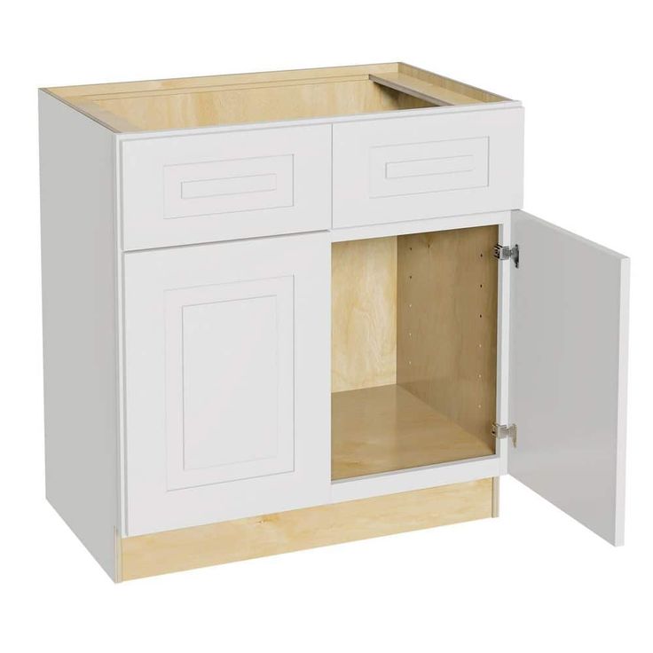 Home Decorators Collection Grayson 33 in. W x 24 in. D x 34.5 in. H Assembled Plywood Sink Base Kitchen Cabinet in Pacific White with Soft Close