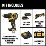 ATOMIC 20-Volt MAX Lithium-Ion Brushless Cordless Compact 1/2 in. Drill Driver with Bonus Oscillating Tool (Tool-Only) - Super Arbor