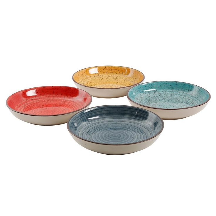 12.05 oz. Assorted Colors Stoneware Pasta Bowls (4-Piece)
