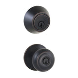 Hartford Aged Bronze Entry Knob and Single Cylinder Deadbolt Combo Pack