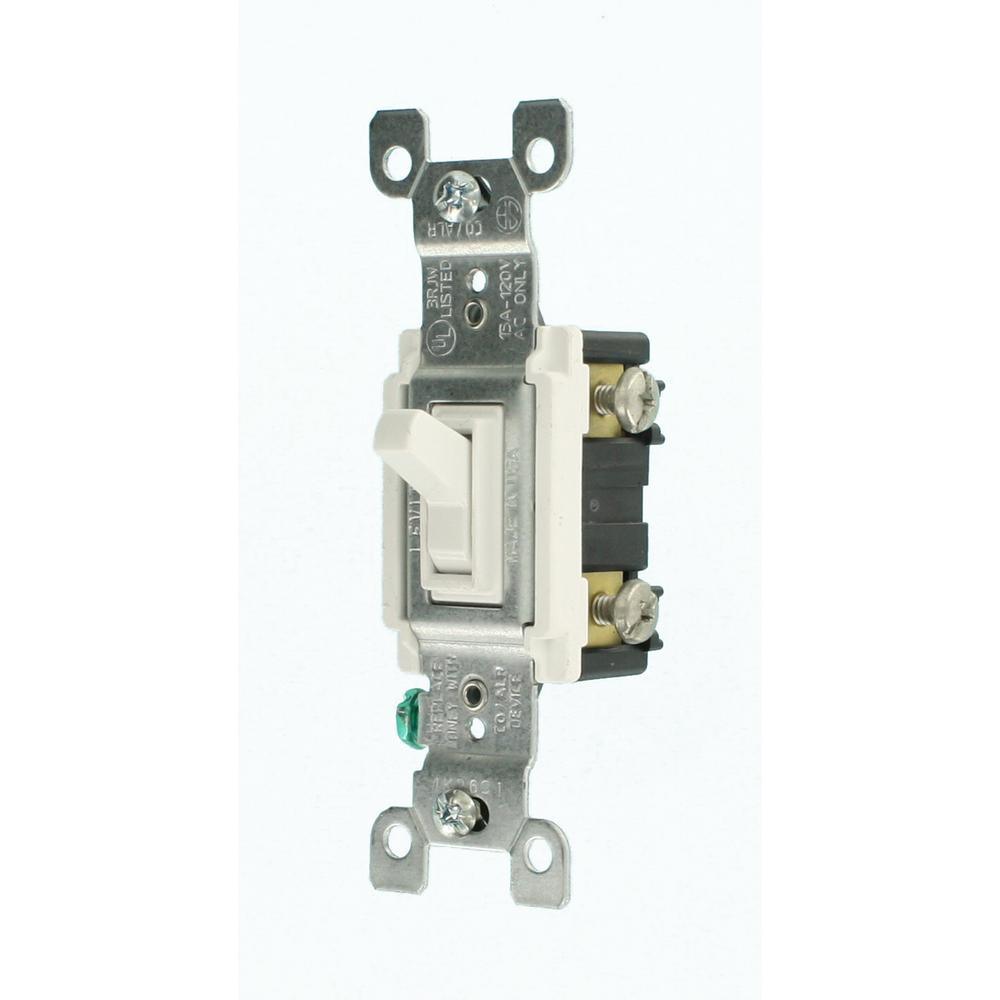 15 Amp 3-Way CO/ALR AC Quiet Toggle Switch, White - Super Arbor
