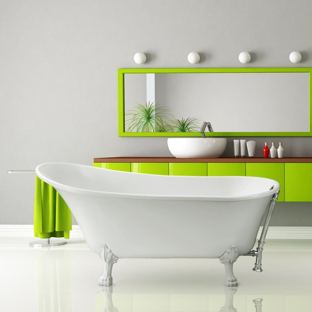 66.9 in. Acrylic Clawfoot Non-Whirlpool Bathtub in White - Super Arbor