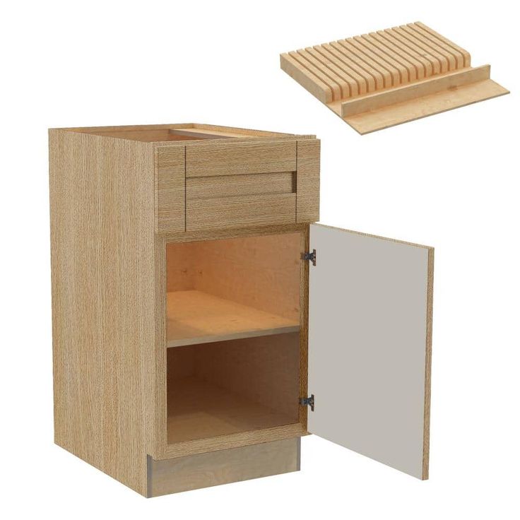 Home Decorators Collection Washington 15 in. W x 24 in. D x 34.5 in. H Assembled Plywood Base Kitchen Cabinet in Oak with Soft Close Door RH