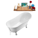 67 in. Acrylic Clawfoot Non-Whirlpool Bathtub in White - Super Arbor