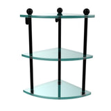 8 in. L  x 15 in. H  x 8 in. W 3-Tier Corner Clear Glass Bathroom Shelf in Satin Nickel - Super Arbor