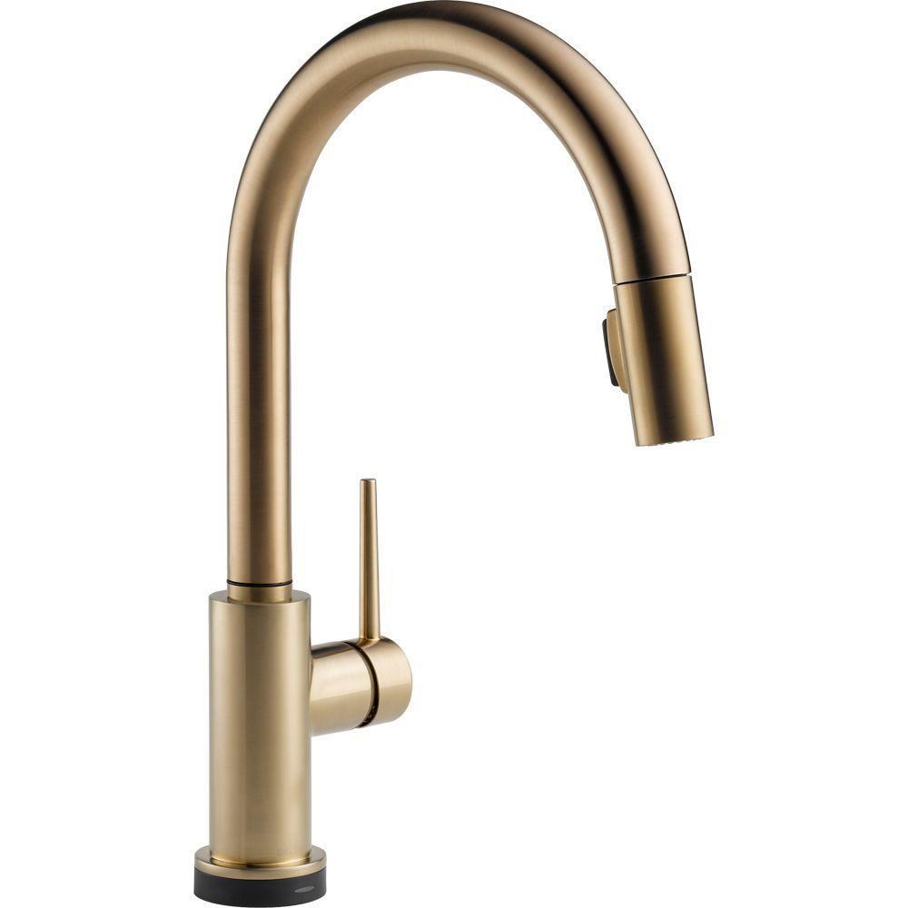 Trinsic Single-Handle Pull-Down Sprayer Kitchen Faucet with Touch2O Technology in Matte Black - Super Arbor