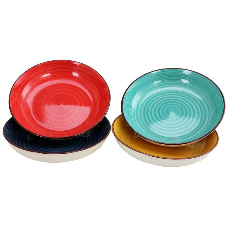 12.05 oz. Assorted Colors Stoneware Pasta Bowls (4-Piece)
