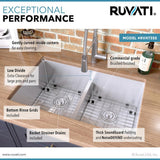 Undermount Stainless Steel 30 in. 50/50 Low Divide Double Bowl 16-Gauge Kitchen Sink - Super Arbor