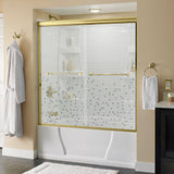 Crestfield 60 in. x 58-1/8 in. Traditional Semi-Frameless Sliding Bathtub Door in Bronze and 1/4 in. (6mm) Niebla Glass - Super Arbor