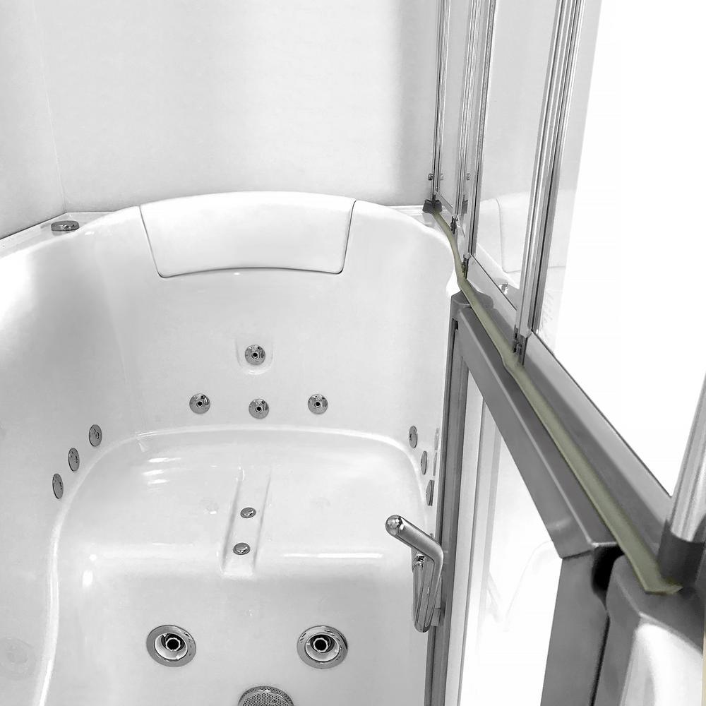 Elite 52 in. Walk-In Whirlpool and Air Bath Bathtub in White with LH Door, Thermostatic Faucet, Dual Drain,Shower Screen - Super Arbor