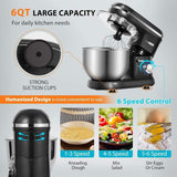 650-Watt 6 Qt. 6- Speed Black Tilt-Head Kitchen Stand Mixer with Beater, Dough Hook and Wire Whip