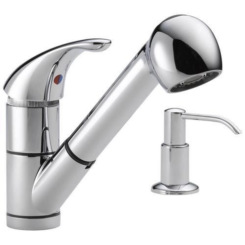 Peerless Chrome 1-Handle Deck-Mount Pull-Out Handle Kitchen Faucet (Deck Plate Included)