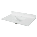 37 in. W x 22 in. D x 0.75 in. H Quartz Vanity Top in Snow White with White Basin - Super Arbor