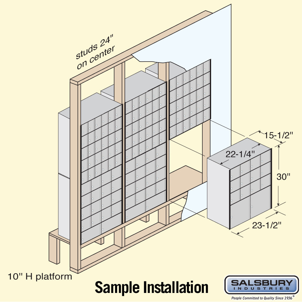 Aluminum Mailbox with 14 Doors - Rear Loading System