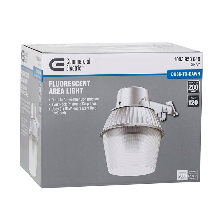 High-Performance 65-Watt Fluorescent Area Light and Flood Light, 2800 Lumens, Dusk to Dawn Outdoor Light